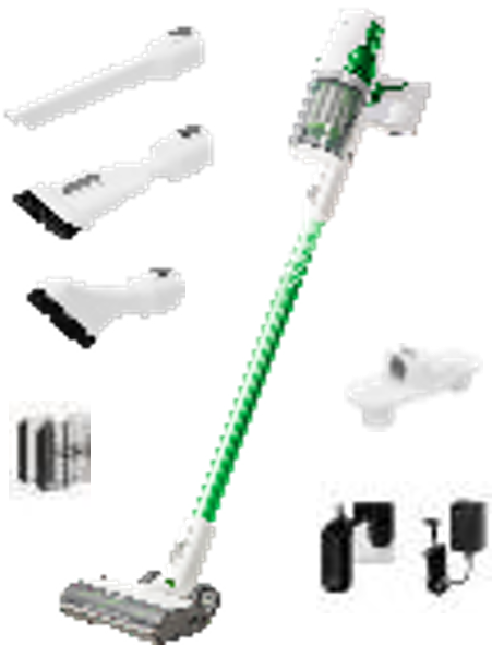 Пылесос вертикальный акк. Greenworks SV24532, 24V, б/щет, 350 Вт, 21 кПа, 4 насадки, LED, белый+зеленый, без АКБ с ЗУ (4702007)