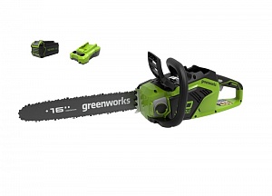 Цепная пила аккумуляторная GreenWorks  GD40CS18, 40V, 40 см, бесщеточная,  с АКБ 2АЧ и ЗУ