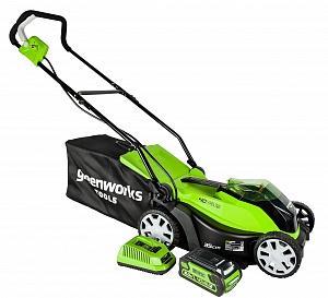 Газонокосилка аккумуляторная Greenworks G40LM35K3, 40V, 35 см, c 1хАКБ 3 А.ч и ЗУ