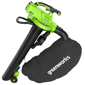 Воздуходувка-пылесос аккумуляторная Greenworks GD60BVII, 60V, бесщеточная, без АКБ и ЗУ (2409307) Воздуходувка-пылесос аккумуляторная Greenworks GD60BVII, 60V, бесщеточная, без АКБ и ЗУ (2409307)